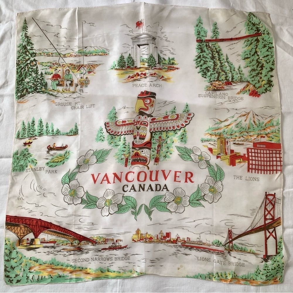 Vintage Vancouver Canada Souvenir Scarf